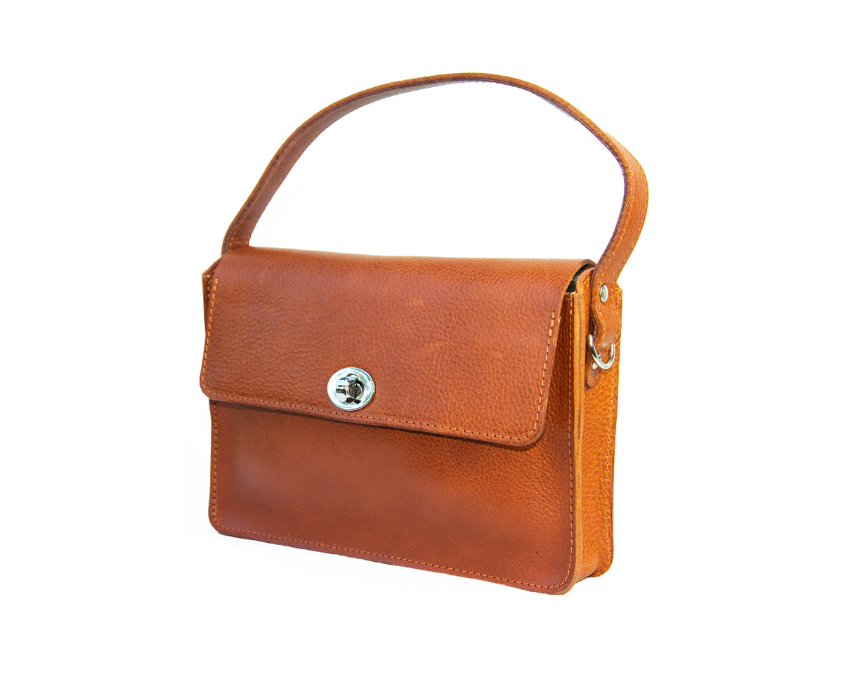 Collette crossbody bag in Tan natural vegetable tanned leather