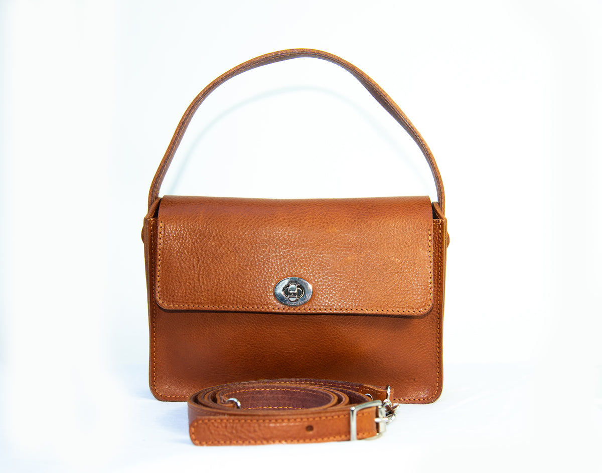 Collette crossbody bag in Tan natural vegetable tanned leather