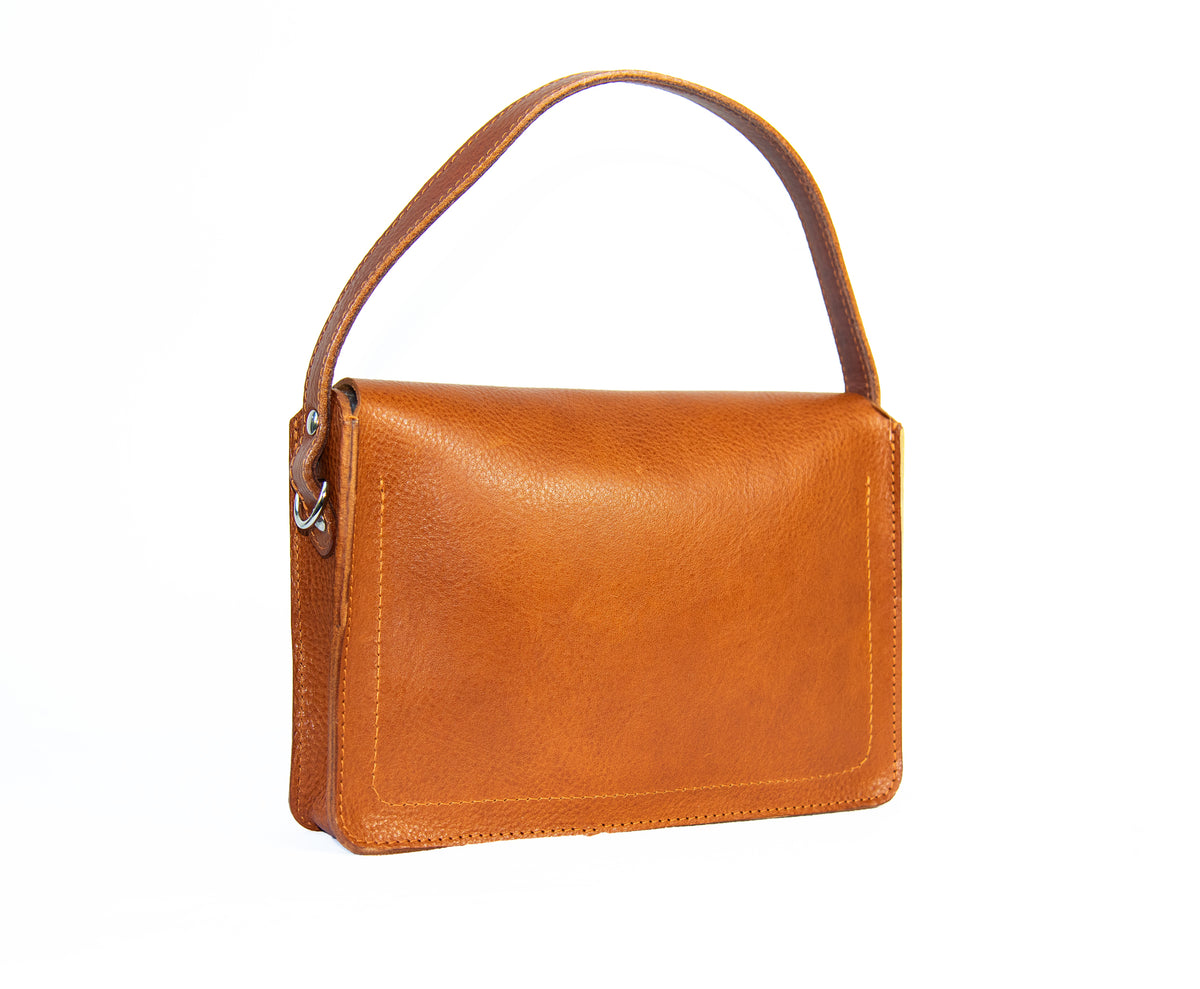 Collette crossbody bag in Tan natural vegetable tanned leather