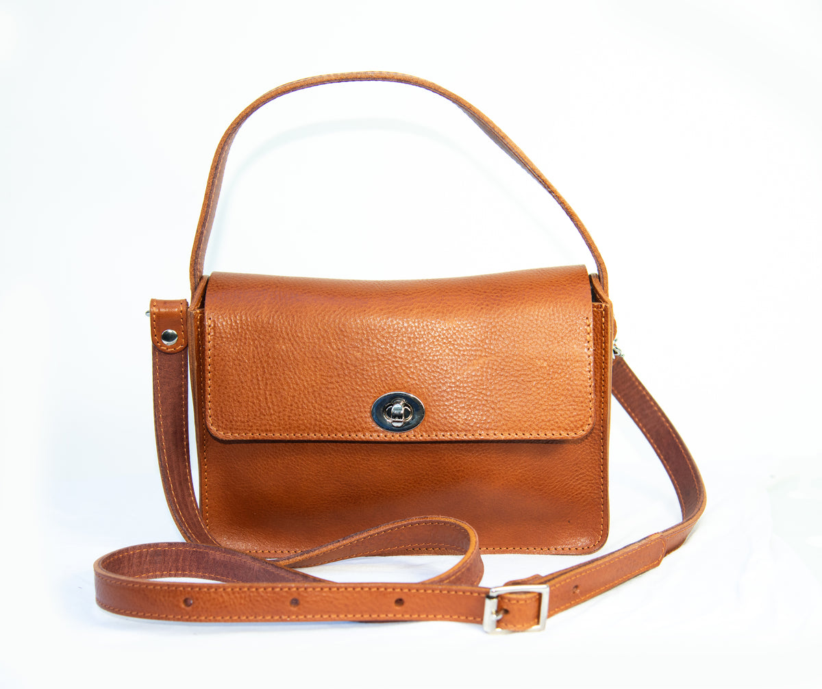 Collette crossbody bag in Tan natural vegetable tanned leather