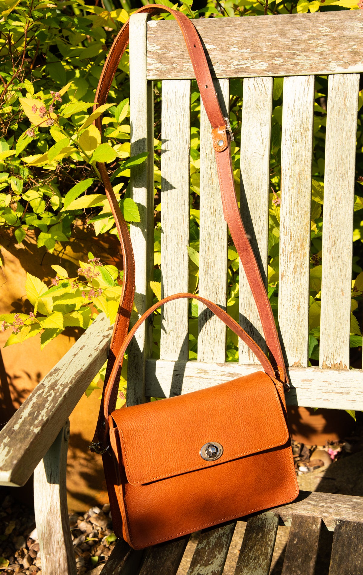 Collette crossbody bag in Tan natural vegetable tanned leather