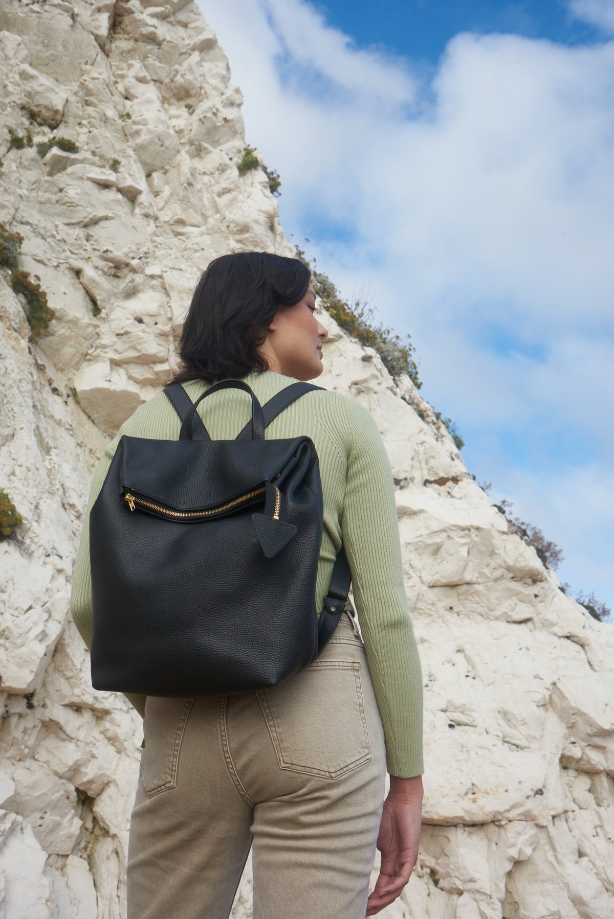 Nancy Rucksack in Black Pebble Leather