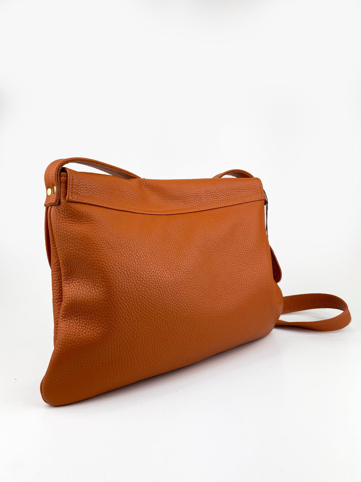 Minny Satchel  in orange pebble leather