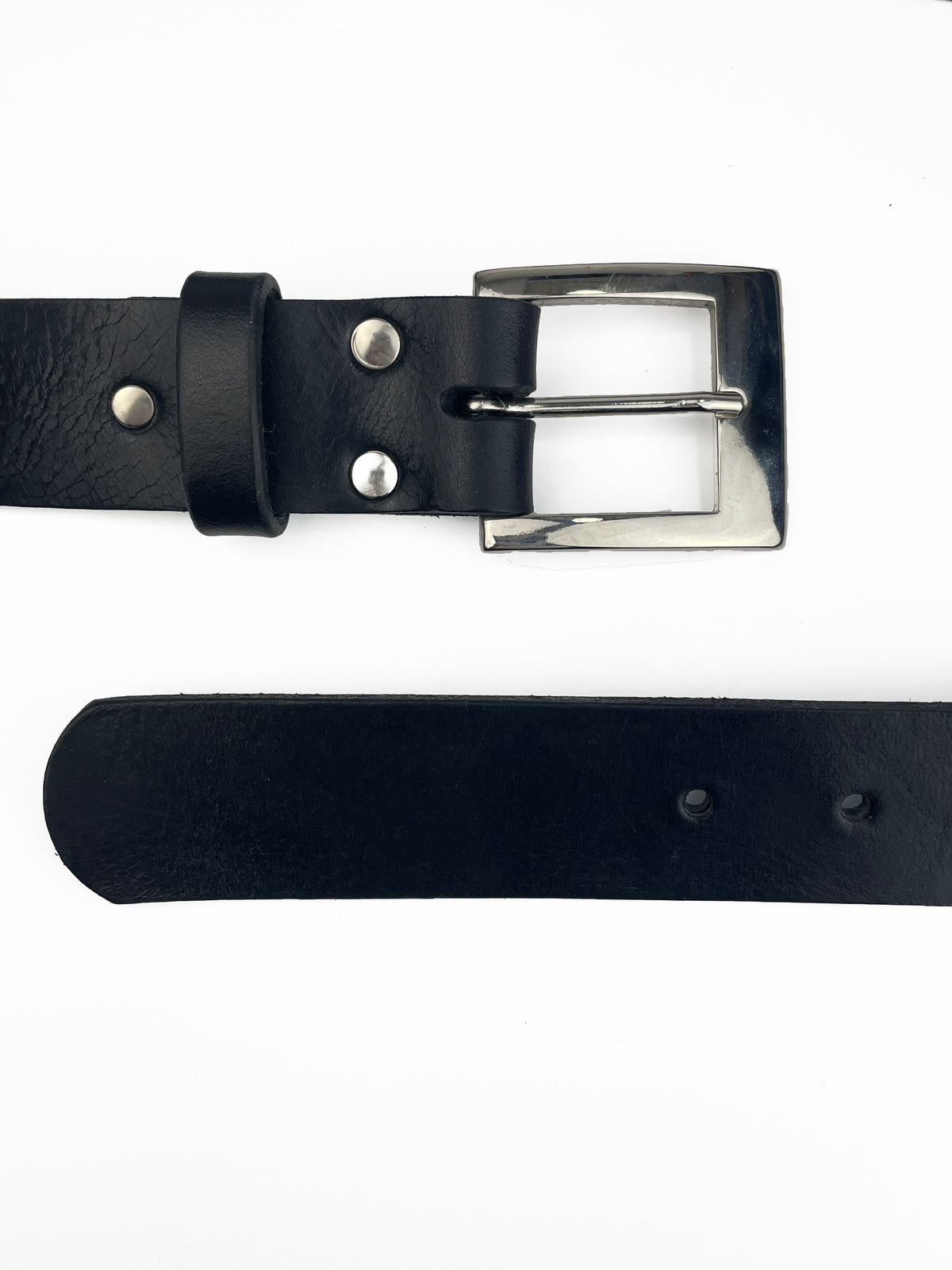 Saddlery Hide Belt in Black Leather