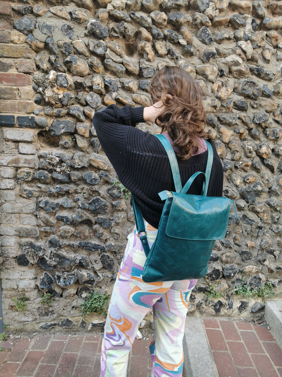 Dinky Pal rucksack in Teal Glazed Leather