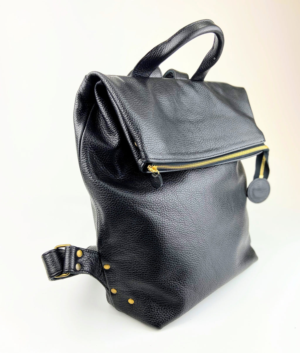 Nancy Rucksack in Black Pebble Leather – Coco Barclay