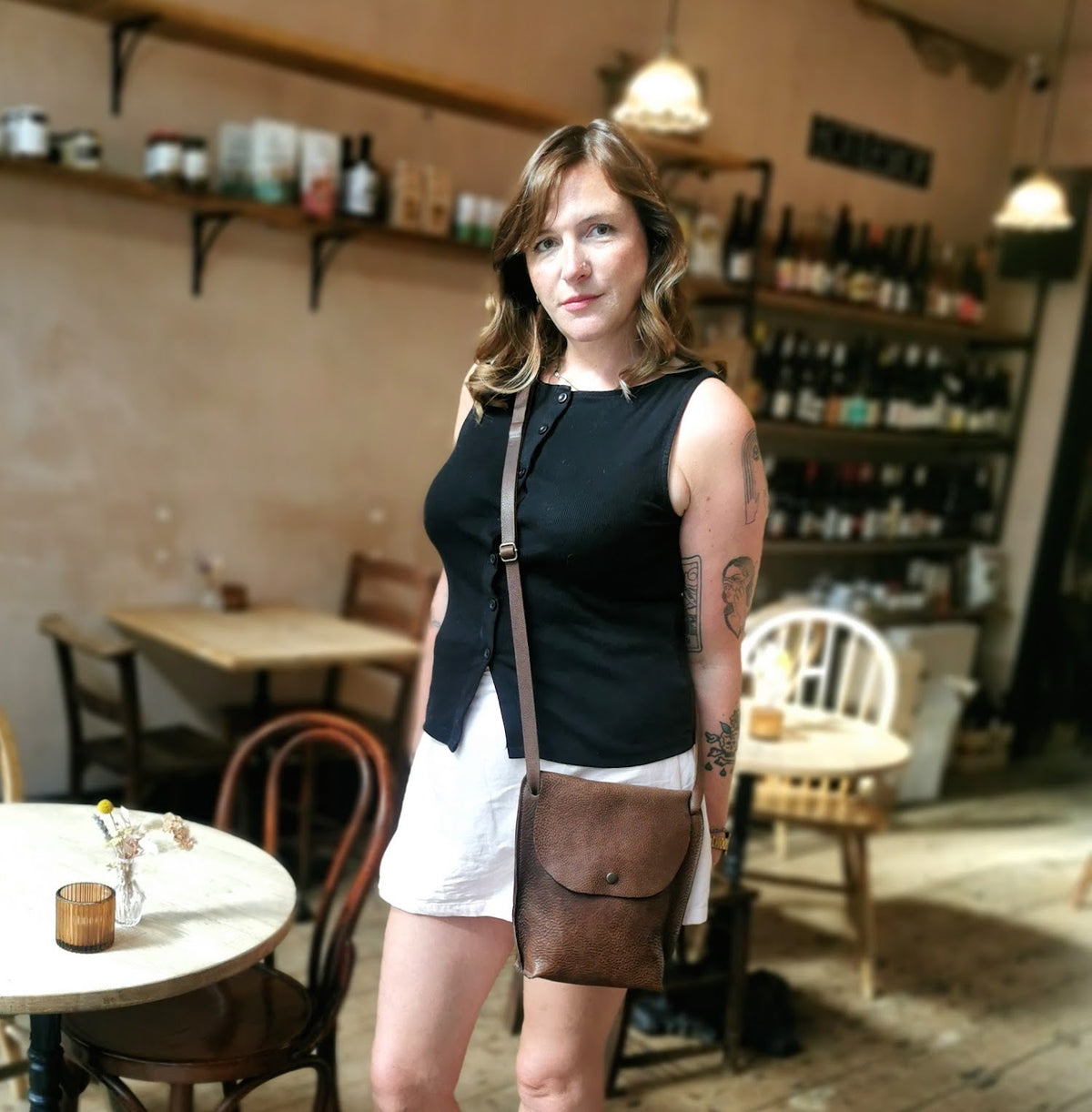 Bobbin Bag in tan vegetable tanned leather