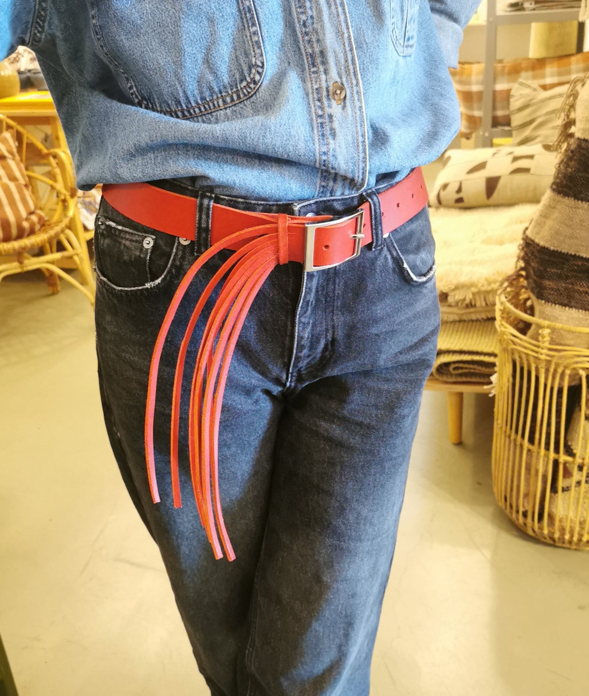 Fringed Cowhide belt
