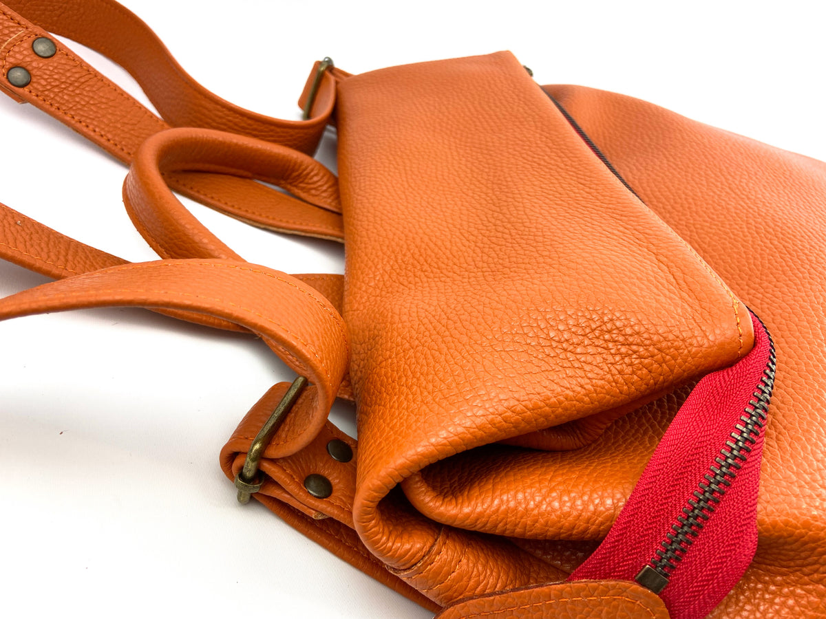 Nancy rucksack in burnt orange pebbled leather