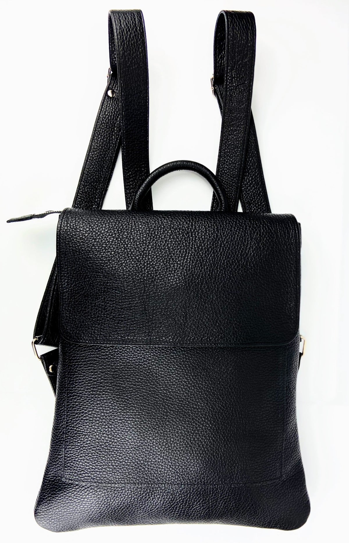 Leslie Dinky Pal rucksack in black pebbled leather