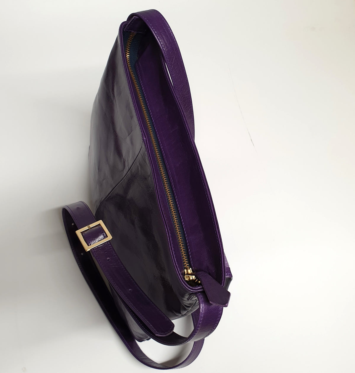 Solo Satchel in Purple Glazed Leather